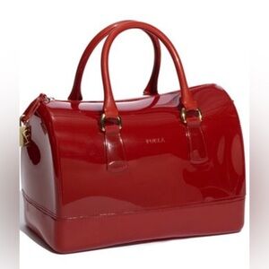 Furla Transparent Red Candy Jelly Bag EUC with lock